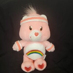 Vtg Care Bears Cheer Bear Workout 7" Plush Exercise Stuffed Pink 2004 Headband